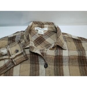 Passport Womens Flannel Plaid‎ Button Up Shirt Long Sleeve Top Medium